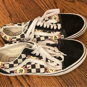 Vans Checkerboard Sneakers with Sun Design